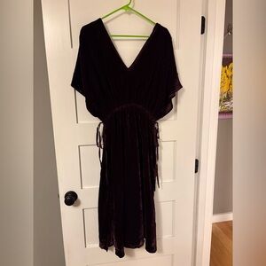 World Market Women's Velvet Midi Dress in Rich Purple